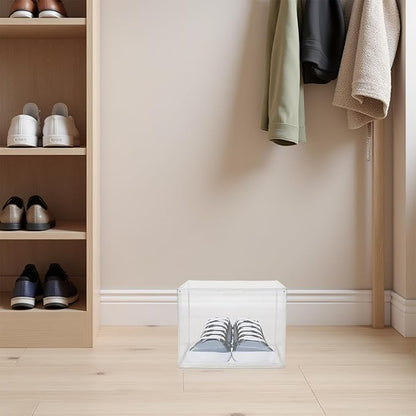 Acrylic Shoe Storage Box Large Size 45x33x33cm Stackable Plastic Shoe Organizer with Front Opening for Boots and Sneakers Home Entryway