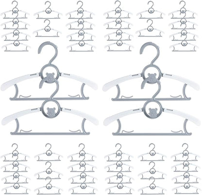 Baby Hangers for Nursery Closet 40 Pack Plastic Kids Clothes Hanger Space Saving Non Slip Extendable Toddler 11-14” Adjustable Hangers Heavy Duty Clothing Infant Hanger Bulk, Grey