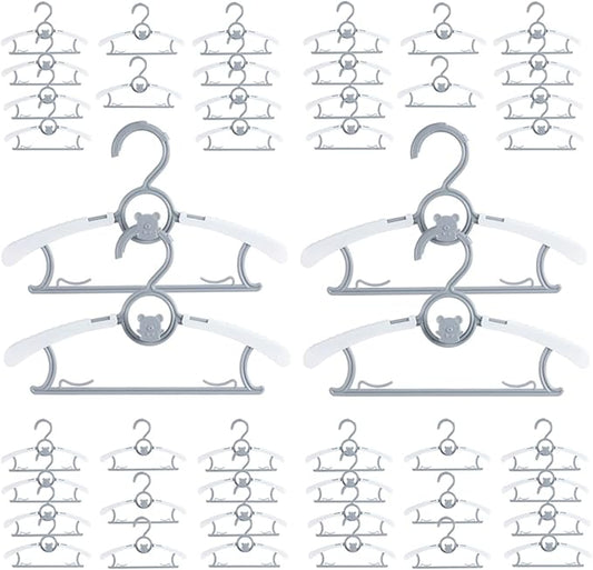 Baby Hangers for Nursery Closet 40 Pack Plastic Kids Clothes Hanger Space Saving Non Slip Extendable Toddler 11-14” Adjustable Hangers Heavy Duty Clothing Infant Hanger Bulk, Grey