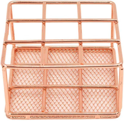 Teensery Metal Wire Lipstick Organizer Rose Gold Lip Gloss Display Stand 9 Slots Lip Stick Storage Holder Makeup Brush Organizer for Cosmetic Makeup and Dresser Display (1 Piece)