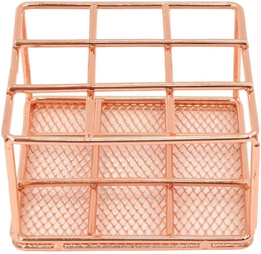 Teensery Metal Wire Lipstick Organizer Rose Gold Lip Gloss Display Stand 9 Slots Lip Stick Storage Holder Makeup Brush Organizer for Cosmetic Makeup and Dresser Display (1 Piece)
