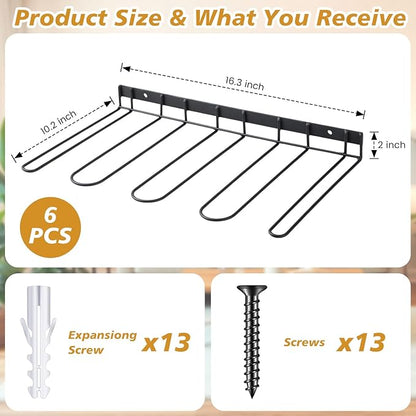 Chunful 6 Pack Wall Mounted Boots Rack Metal Wader Hanger Heavy Duty Shoes Storage Hanging Organizer Holder for Cowboy Boots Shoes Waders Space Saving Entryway Closet Garage Organizer