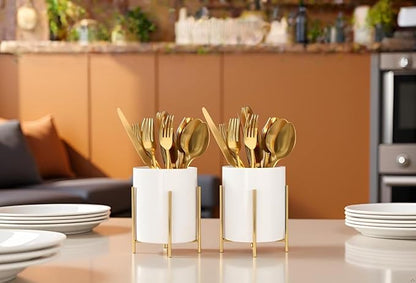 5.9'' Silverware Holder,Kitchen Utensil Holder,Flatware Organizers With Metal Frame, Mesh Flatware Holder Organizer Perfect for Home, Kitchen, Countertop, Party, Camping, Outdoor and Restaurant