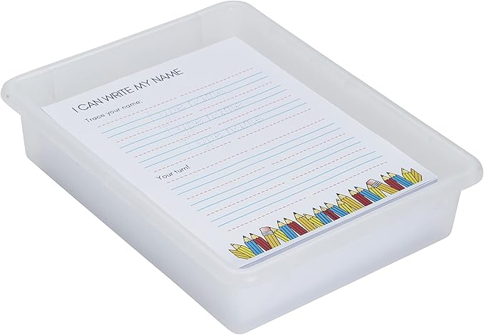 ECR4Kids Letter Size Plastic Tray Organizer with Lids, Small, Storage Bins, Clear, 10-Piece