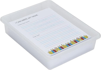 ECR4Kids Letter Size Plastic Tray Organizer with Lids, Small, Storage Bins, Clear, 10-Piece