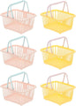 PATIKIL 6PCS Mini Shopping Basket, Small Plastic Basket Mini Storage Basket Grocery Tiny with Handles Organizer Filtered Water for Organizing Toys Eggs Fruits Snacks,Pink Yellow