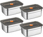 Fridge Storage Box 316 Stainless Steel Food Storage Containers | Food Grade, Leakproof Kitchen Organizer | Freshness Locking, Microwavable & Freezer Safe (1500ml Pack Of 04)