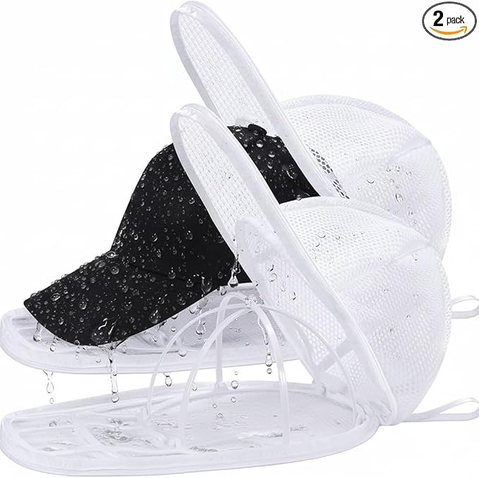 MAGTSMEI Hat Washer Cage for Washing Machine, Hat Washer Cage，Baseball Cap Washing Cage,Cleaning and Protecting Hats in Dishwasher (White 2 Pack)