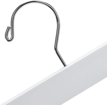 Quality 11 Inches Kids Wooden Pants Hangers 20 Pack - Skirt Hangers with Adjustable Metal Clips 360° Swivel Chrome Hook & Nonslip Notches- Ideal for Clothes Size 8 and Smaller (White, 20)
