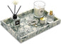 Marble Bathroom Vanity Tray, Natural Luxury Vanity Home Kitchen Bathroom Table Tray, Stone Decorative Countertop Dresser Trays for Key Coffee Perfume Jewelry Makeup (Green Texture, 12"x 8" x1.2")