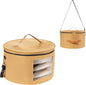 HEAVYWOOD Hat Box for Women Storage Travel Felt Hat Case for Wide-Brim Cowboy Hat Storage Foldable Organizer for Closet Large Round Hat Carrier with Portable Handle Shoulder Strap (Khaki)