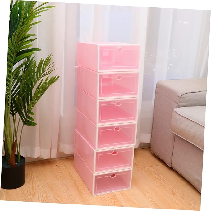 6pcs Thicken Shoe Boxes Storage Container Lids Stackable Shoe Racks for Home Office