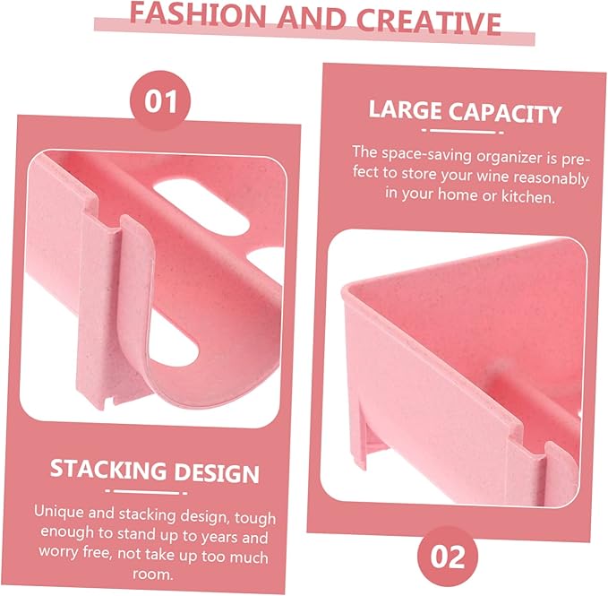 4pcs Stackable Wine and Soda Can Organizer Rack for Pantry Drawer Storage Holder Space-Saving Design for Kitchen and Cabinet Pink