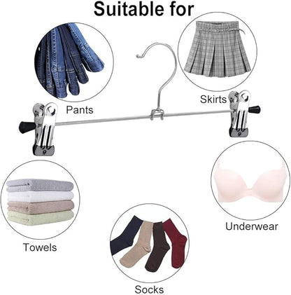 NORTHERN BROTHERS Pants Hangers with Clips, Heavy Duty 20 Pack, Adjustable Metal Pants Hanger, Skirt Hangers for Women Space Saving Hangers for Jeans Closet Organizers and Storage