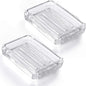 MDLUU 2-Pack Glass Bar Soap Dish, Decorative Soap Saver Tray for Shower, Bathtub, Bathroom Sink, Kitchen Sink (Square)