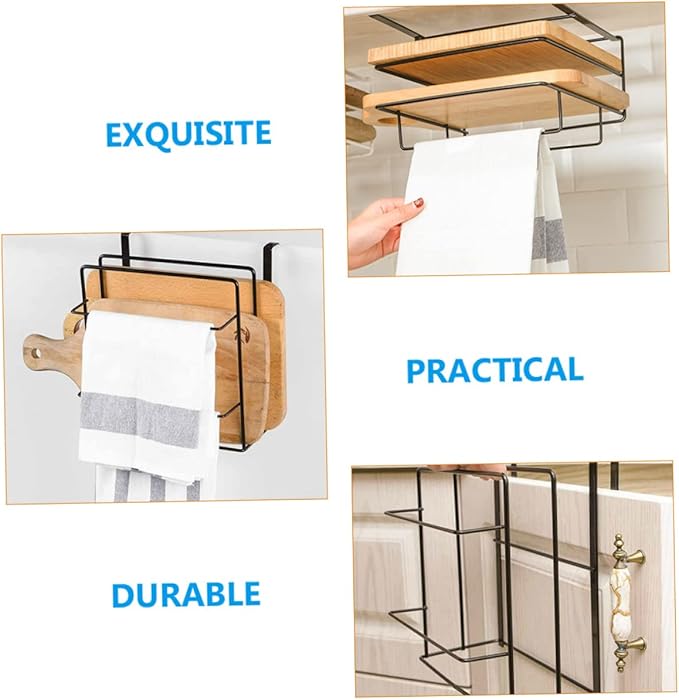 2Pcs Cabinet Organizer Set Over Door Storage Rack with Double Hooks for Towel and Cutting Board Stylish and Space Saving for Spaces for Kitchen Organization