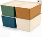 Menkxi 4 Pcs Storage Bins with Lids Plastic Stackable Containers for Organizing Shelves Christmas Ornament Box Baskets(Mixed Color,Large)