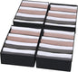 4 Packs T-shirt Drawer Organizers for Clothing,8 Grids Compartment Wardrobe Storage Box, Washable Clothes Organizer for Folded Clothes, Legging, Silk Scarve-Black