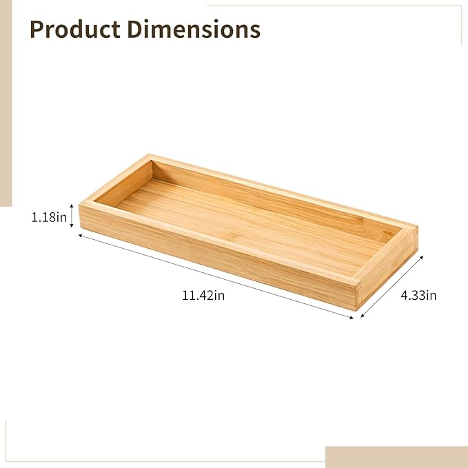 2 Pcs Bamboo Utensil Organizer Set, Small Silverware Organizer with Two Versatile Trays, Wooden Drawer Storage Solution for Kitchen Essentials, 29 x 11 x 3 cm, Natural Finish