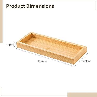 2 Pcs Bamboo Utensil Organizer Set, Small Silverware Organizer with Two Versatile Trays, Wooden Drawer Storage Solution for Kitchen Essentials, 29 x 11 x 3 cm, Natural Finish