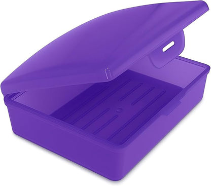 American Comb: Soap Box - Made in The USA - Travel Soapbox with Hinged Lid and Secure Latch Durable Storage Container - Purple