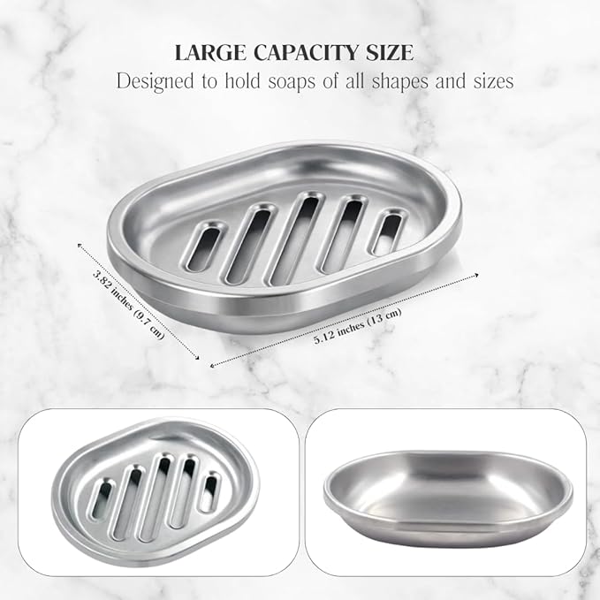 Chandler Stainless Steel Soap Dish for Shower & Bathroom Sink – Heavy Duty Metal Soap Holder, Hanging Soap Holder, Brushed Nickel Soap Dish with Drainage, Anti-Rust Stainless Steel Soap Bar Holder