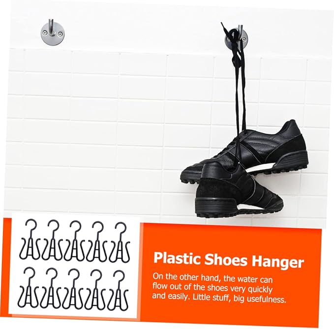 10pcs Plastic Double-Hook Shoe Hanger Drying Rack Sturdy Slippers Organizer for Closet Shop Versatile Hanging Hooks for Shoes Towels and More Space-Saving Design