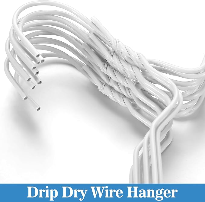 50 Pack Drip Dry Wire Hanger Bulk 16 Inch Galvanized Steel Clothes Coat Hangers with Plastic Coating Dry Cleaner Suit Holders for Home Caped Clothing (White)
