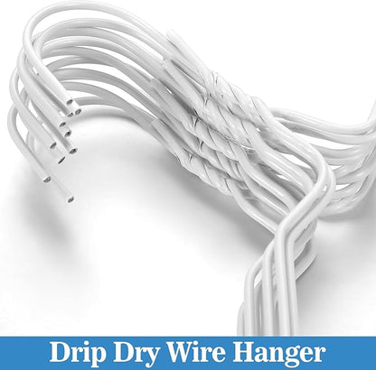 50 Pack Drip Dry Wire Hanger Bulk 16 Inch Galvanized Steel Clothes Coat Hangers with Plastic Coating Dry Cleaner Suit Holders for Home Caped Clothing (White)