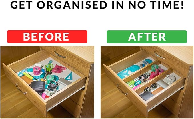 Adjustable Bamboo Drawer Dividers – SMALL SIZE, Expandable 12–16 inch – Spring Loaded Drawer Organizer for Kitchen, Dresser, Bathroom, Bedroom, Desk – 6-Pack