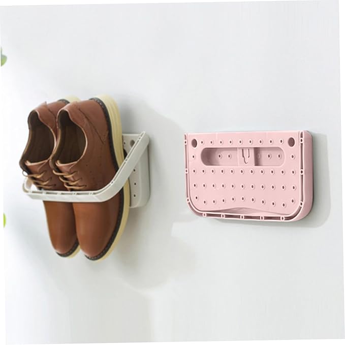 Wall Mounted Shoe Rack Wall Mounted Shoe Rack 4 Pcs Foldable Hanging Wall Shoes Rack without Drilling Space-saving Shoes Organizer Holder Hanger for Front Door