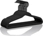 MIZGI Kids Velvet Hangers,Non-Slip Big Kids Hangers,14 Inch Hangers for Youth,Teen Clothes,Pack of 50（Black/Black）