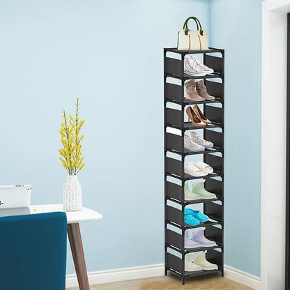 10-Tier Vertical Shoe Rack, Tall Narrow Shoe Shelf Space Saving Organizer for Entryway Door Small Space