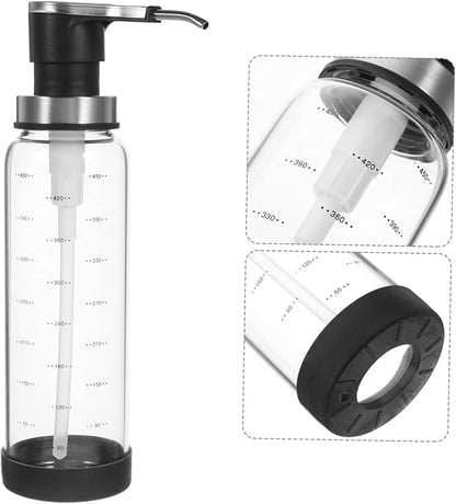 Transparent Syrup Pump Dispenser Bottle Capacity Kitchen Jam Honey and Ketchup Pumping Jar with Pump Lid for Easy Dispensing