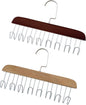 2 Wooden Belt Holder - Multifunctional Wooden Belt Hanger with 8 Metal Hooks - Wood Tie Scarf Rack Holder Hangers Organizer | for Hanging Belts,Tie,Scarves,neckties