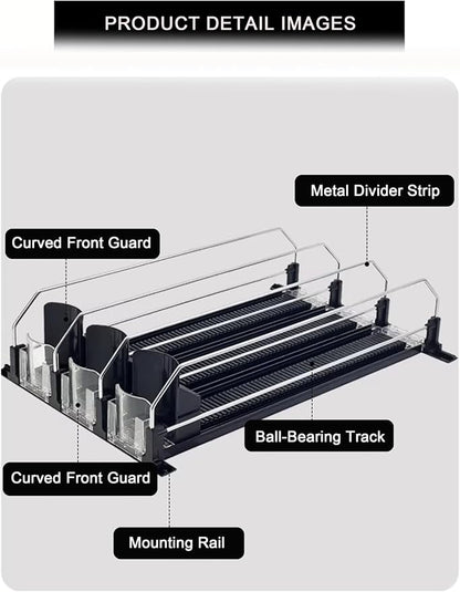 Fridge Automatic Can Dispenser Drink organizer for fridge Grab-and-Go, Auto-Restocking(34 x 31 cm)
