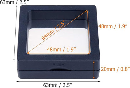 Coshar 20PCS 3D Floating Frame Coin Display Case, Clear PE Jewelry Storage Box, 3D Floating Storage Frame Holder for Jewelry Rings Challenge Coins Medallions Collectibles, Black, 2.5" x 2.5" x 0.8"
