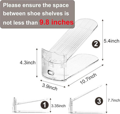 12Pack Shoe Slot Organizer Clear Shoe Stackers Organizers for Closet Space Saver 50% Shoes Display Shelf Rack Holders Zapateras Organizers