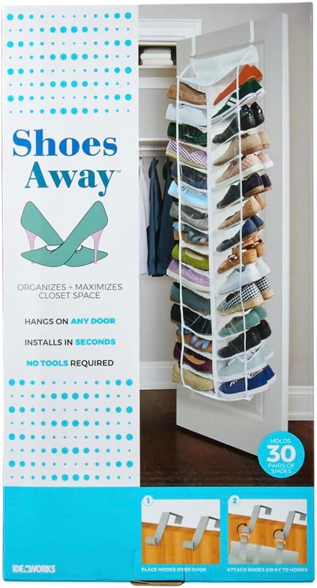 Ideaworks 82-3054TV Away Hanging Shoe Organizer, White, One Size Fits All