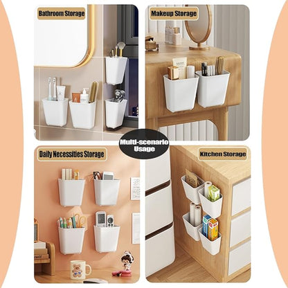 4Pcs Kitchen Cabinet Door Storage Bins, Wall Mount Organizer of Small Items, Basket for Wardrobe Bathroom Refrigerator Pantry Office