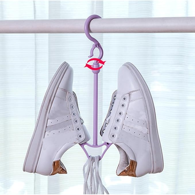 6pcs Shoe Rack Hanging Organizer Windproof Drying Rack Shoes Hanger Space-saving for Home Garage Random Color