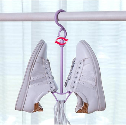 6pcs Shoe Rack Hanging Organizer Windproof Drying Rack Shoes Hanger Space-saving for Home Garage Random Color