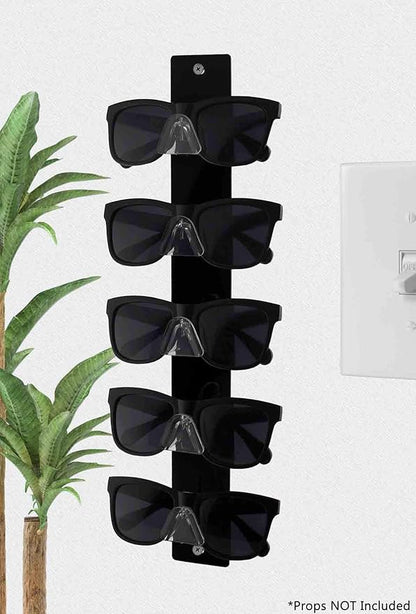 Marketing Holders Eyeglass Holder 5 Pair Black Acrylic Wall Mount With Hanging Hardware Sunglasses Eyewear Display Reading Bifocals Frames Rack Spectacles Shades Keeper
