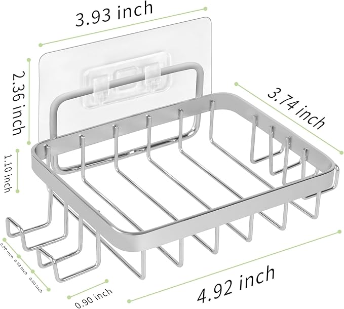 Carrie Joe Soap Dish Holder, No Drilling, 304 Rustproof Stainless Steel, Wall Mounted Soap Holder Soap Tray Bar Soap Sponge Holder for Bathroom & Kitchen