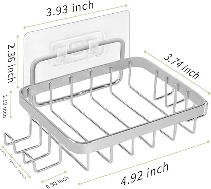 Carrie Joe Soap Dish Holder, No Drilling, 304 Rustproof Stainless Steel, Wall Mounted Soap Holder Soap Tray Bar Soap Sponge Holder for Bathroom & Kitchen