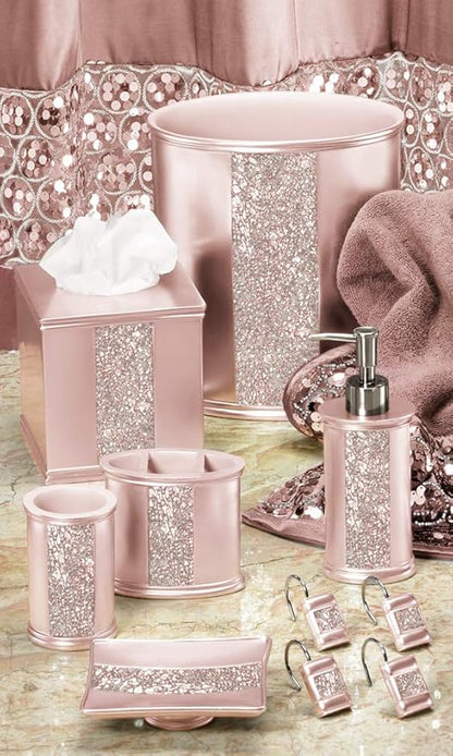 Zahari Home Sinatra Soap Dish Unique Design Stylish Bling Glass Mosaic Décor Soap Bar Holder, Blush