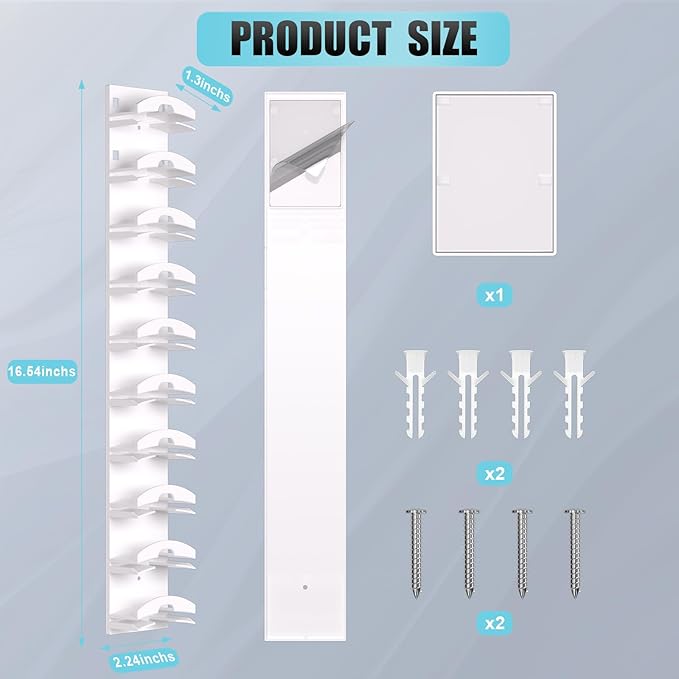 Hat Organizer for Baseball Caps, Hat Rack for Wall with Strong Adhesive Hold up to 10 Hats, Hat Hanger Holder Display for Door Closet, Cap Organizer Storage Multilayer Two Mounting Option(White)