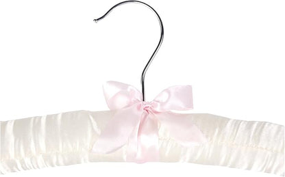 15" Luxurious Satin Padded Hangers with Anti-Rust Hook, for Dresses, Bridal, Lingerie, Woolen Items etc., Pack of 10, Cream