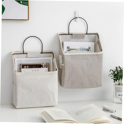 Luxshiny 2sets Wall-mounted Storage Bag Door Hanger Grocery Bag Holder Toiletry Hanging Organizer Dorm Storage Grey