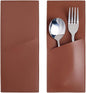 2PCS PU Leather Knife and Fork Sleeves Utensils Holder Pouch Bags Vintage Cutlery Sleeves Brown Leather Rustic Flatware Tableware Storage Place Set Organizer for Home Kitchen Table